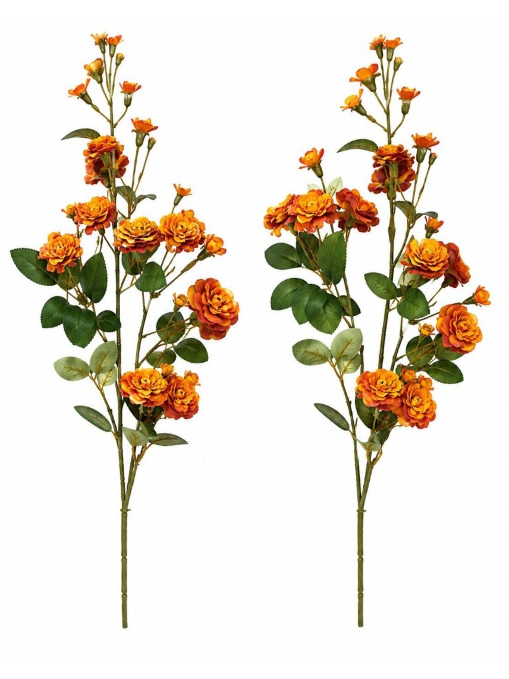 Terracotta Peach Red Artificial Mini Rose Sprays Set of 2 29 Inch Wired Silk Fil